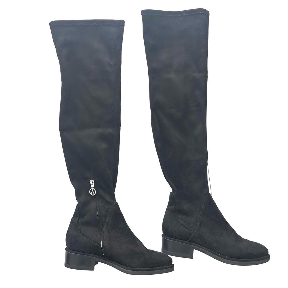The Wishbone Black Suede Women's Knee-High Boots - Size 6M